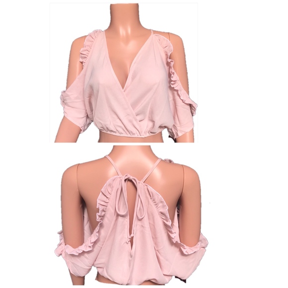Open Sleeve Ruffle Top with Bottom - Picture 3 of 3
